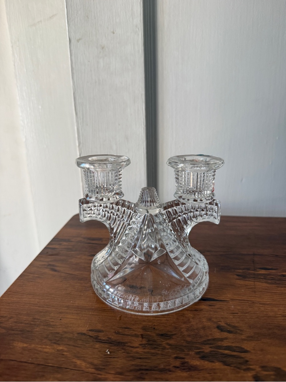 Clear Glass Double Candle Holder - Home Accents vintage